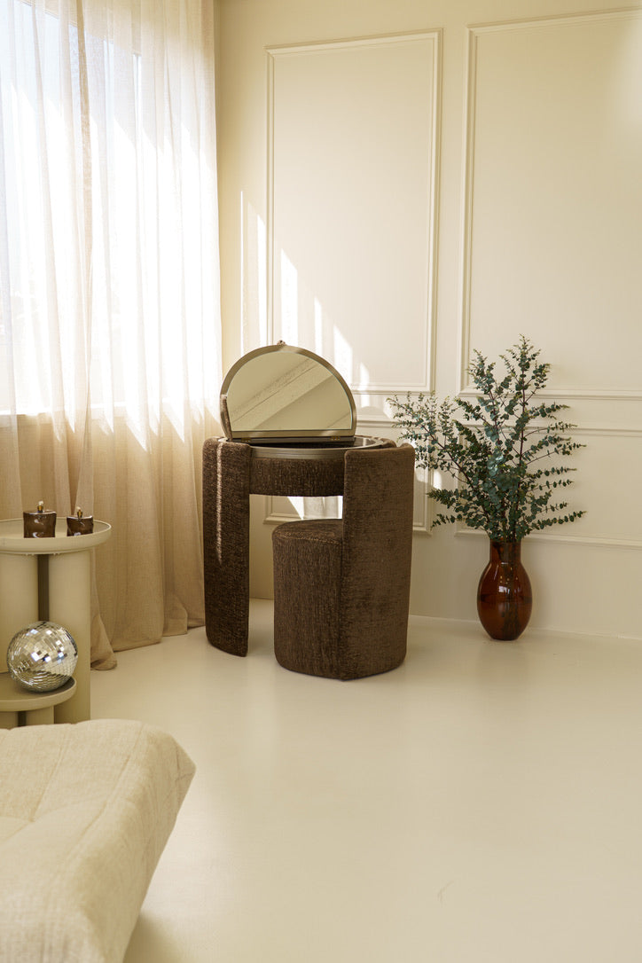 YOME Vanity Table - Deep Mocha - Luxe ronde make-up tafel