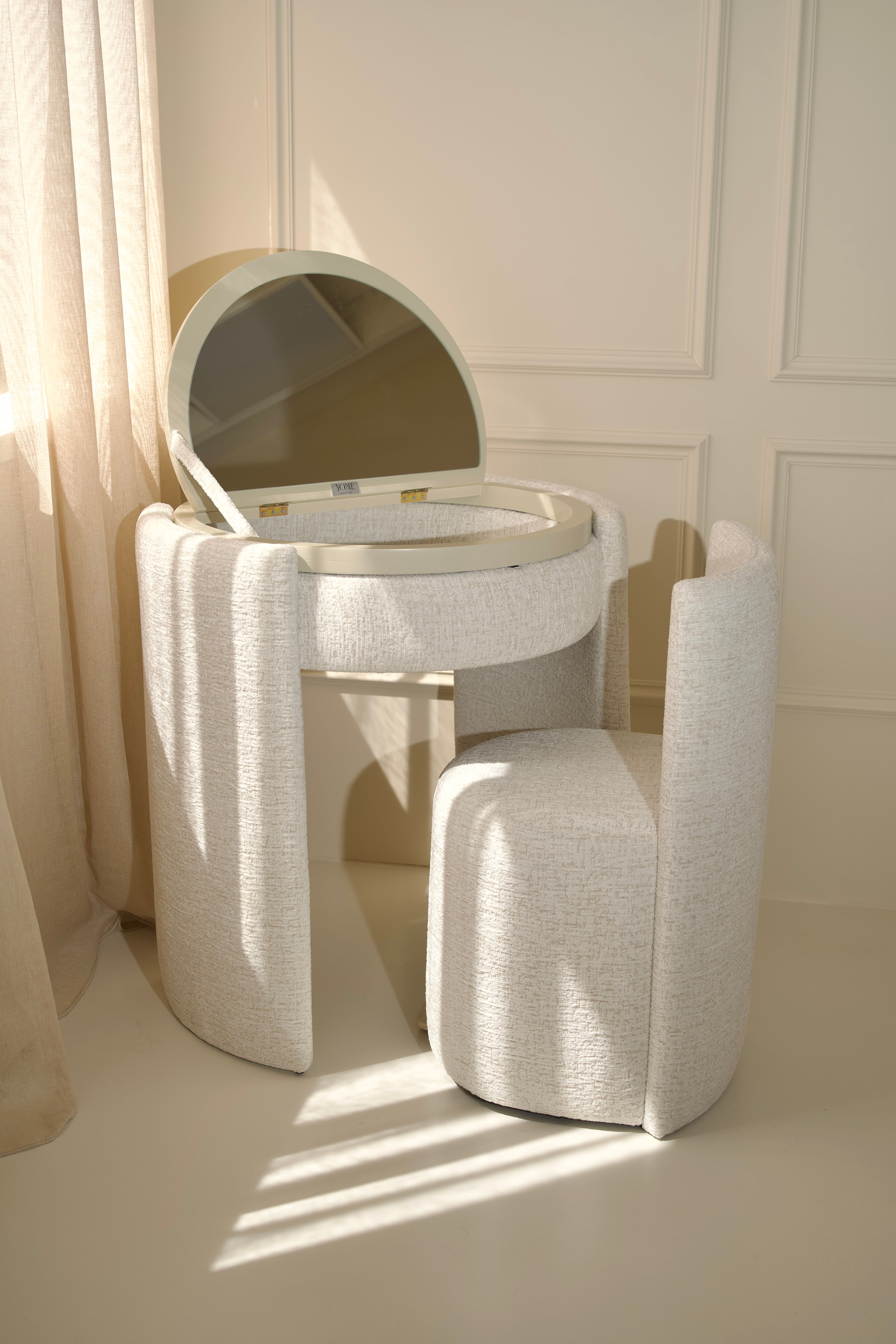 YOME Vanity Table - Off White - Luxe ronde make-up tafel