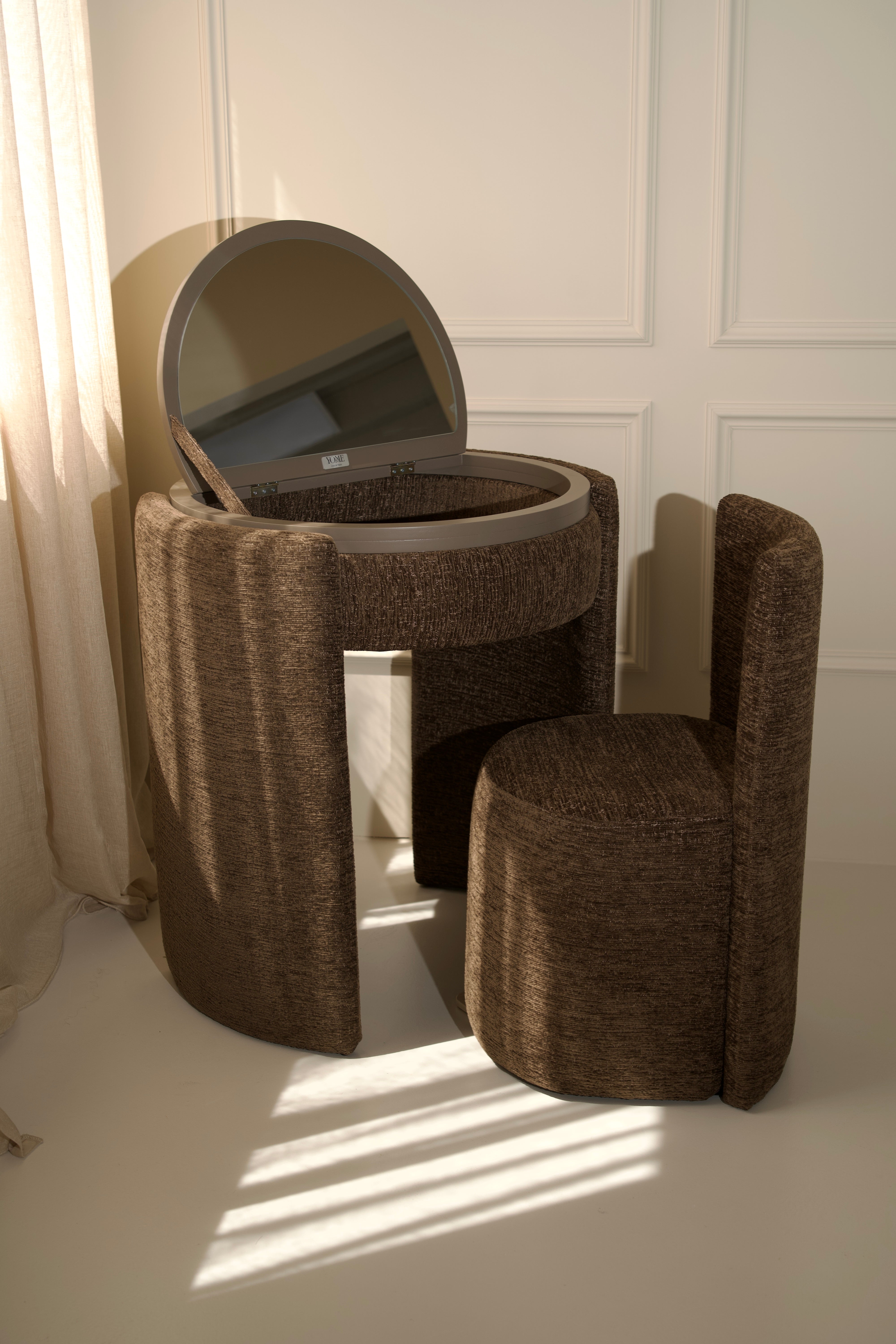 YOME Vanity Table - Deep Mocha - Luxe ronde make-up tafel